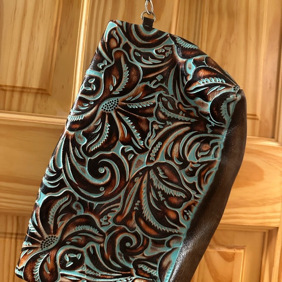 Patricia Nash Brown and Teal Patterned Clutch - Picture 2 of 2